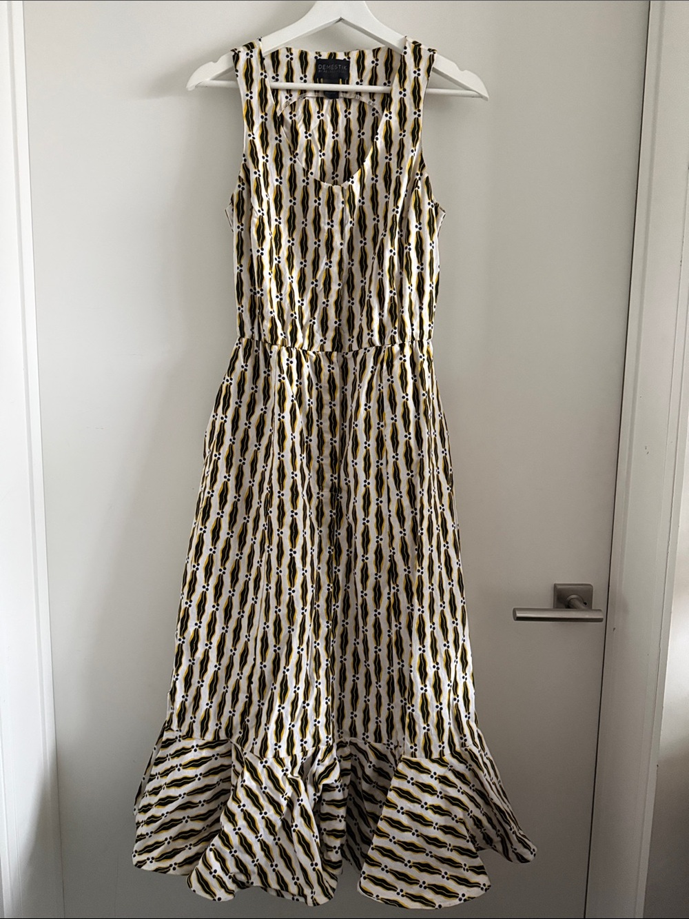 Demestik by Reuben Reuel maxi dress with ruffle bottom size xs